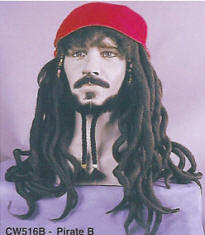 BCW516B Men Costume Wig, Pirate B