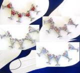 NK122 illusion anklet, 5 martinies on an anklet