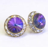 AR268 Swarovski Channel Crystal Earrings, Gold Frame, 15mm
