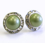 ar621 swarovski rondelle post with green pearl, 15mm