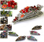 large pinch hair clips with teeth, swarovski elements crystals