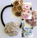 item # srp96 swarovski crystal chrysanthemum inspired ponytail holder