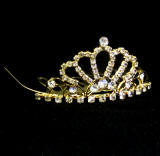 TAB102 Gold Plated Baby Tiara, High Quality Rhinestone