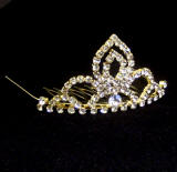 TAB103 Gold Plated Baby Tiara, High Quality Rhinestone