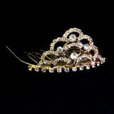 TAB106 Gold Plated Baby Tiara, High Quality Rhinestone