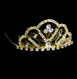 TAB107 Gold Plated Baby Tiara, High Quality Rhinestone