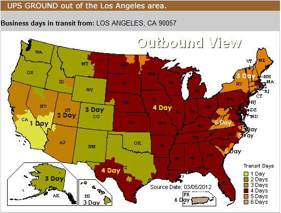 DELIVERY TIMES ON UPS GROUND FROM ALLIED TRADING