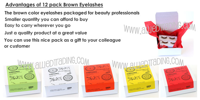 Industry proven brown eyelashes.  Great brown lashes for beauty shops and beauty professionals. 
