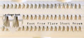 Brown knot free flare eyelash extensions, individual knot-free flare short, 100 pack
