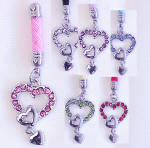 CEK56 HEART SHAPED CELL PHONE CHARM AND STRAP