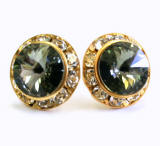 Swarovski Rondelle Black Diamond Stud Earrings, 15mm