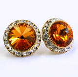 AR1051 swarovski rondelle gold stud earrings, 20mm