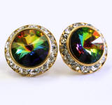 AR1052 swarovski rondelle gold stud earrings, 20mm