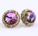 swarovski rondelle gold stud earrings, 20mm