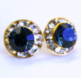 AR109 xilion chaton or rivoli stud earrings, 8mm, gold finished