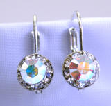 swarovski ab color lever back earrings, 8mm