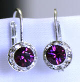 AR1112 swarovski amethyst lever back earrings, 8mm