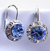 Light sapphire Lever back earrings, 11mm