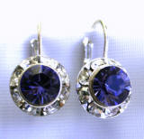 AR1155 tanzanite color swarovski 11mm hoop earrings