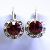 swarovski fuchsia lever back earrings, 11mm