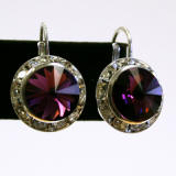 AR1209 swarovski rondelle lever back earrings, 15mm silver