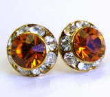 AR130 swarovski chaton stud earrings, 11mm, gold finished