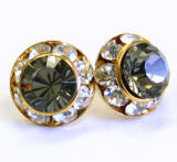 AR133 swarovski chaton stud earrings, 11mm, gold finished