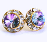 AR134 swarovski stud earrings, 11mm, gold finished