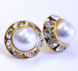 AR142 swarovski faux pearl stud earrings, 11mm, gold finished