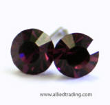 swarovski amethyst color round stone stud earrings, 5mm