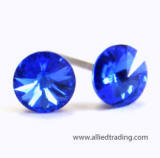 swarovski sapphire round stone stud earrings, 5mm