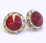 AR255 Swarovski Channel Crystal Earrings, Gold Frame, 15mm