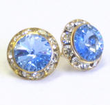 AR257 Swarovski Channel Crystal Earrings, Gold Frame, 15mm