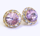 AR260 Swarovski Channel Crystal Earrings, Gold Frame, 15mm