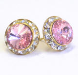 AR262 Swarovski Channel Crystal Earrings, Gold Frame, 15mm