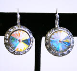 Swarovski Crystal Leverback Earrings, 20mm, AB Color