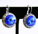 Swarovski Rose Leverback Earrings, 20mm Sapphire