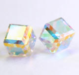 Swarovski Cube 4840 Stud Earrings, 6mm