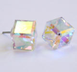 AR327A Cube Stud Earrings, 8mm