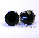 AR411 Jet Stud Swarovski Earrings, 12mm in diameter