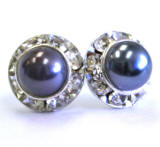 AR416 Swarovski Crystal Pearl Stud Earrings, 11mm