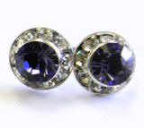 ar419 rondelle post earrings with swarovski chaton or rivoli stones, 8mm