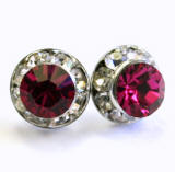 rondelle post earrings with swarovski chaton or rivoli stones, 8mm