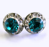 swarovski rondelle post earrings with chaton or rivoli stones, 8mm in diameter