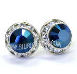 Swarovski Crystal Metallic Blue, 11mm Stud Earrings, AR429