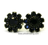 Jet Color Swarovski Crystal Stud Earrings