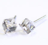 Swarovski Cube Stud Earrings, 4mm