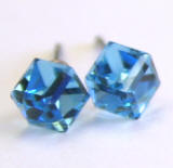 item # AR552 Swarovski Cube Stud Earrings, 4mm