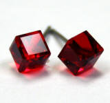 AR553 Swarovski Cube Stud Earrings, 4mm