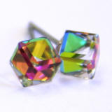 AR556 Swarovski Cube Stud Earrings, 4mm